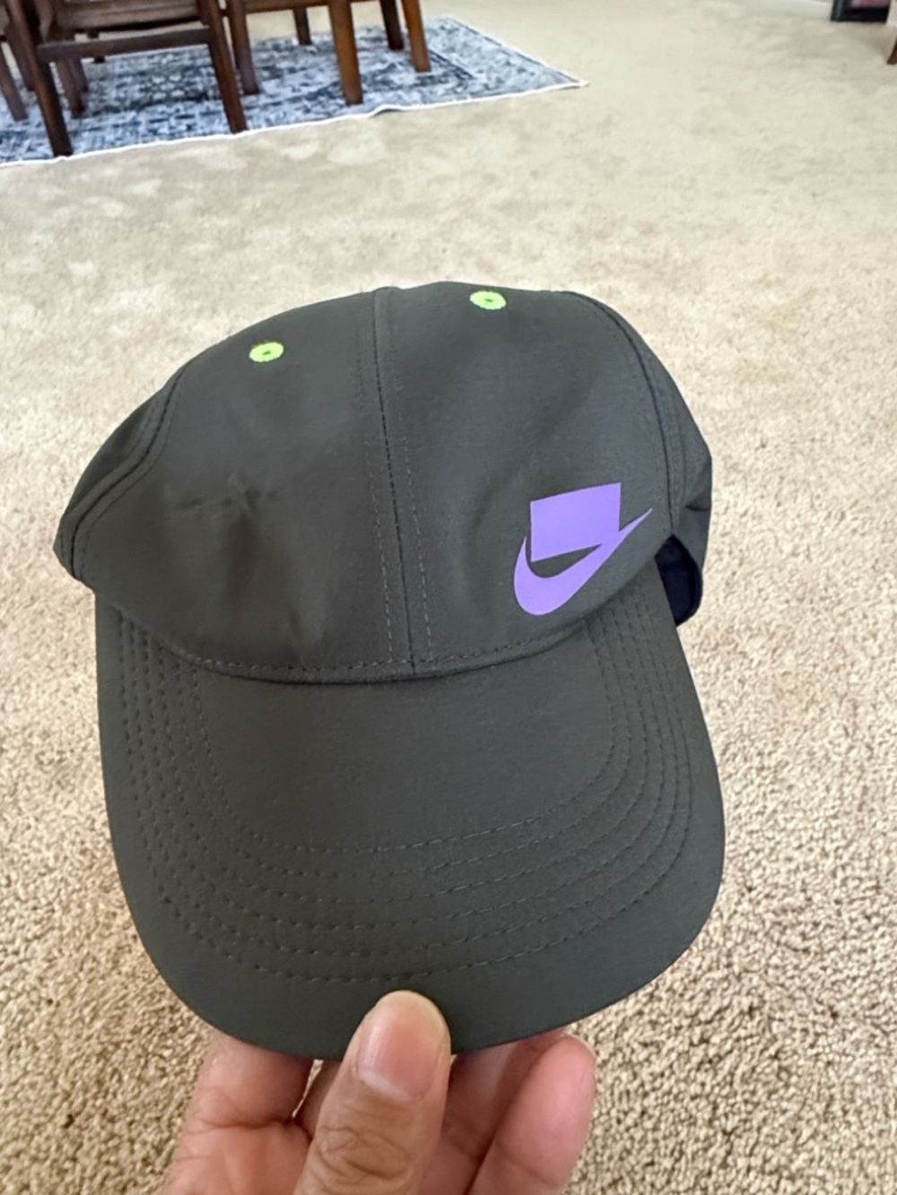 Nike  Olive Green  Cap with Purple Logo